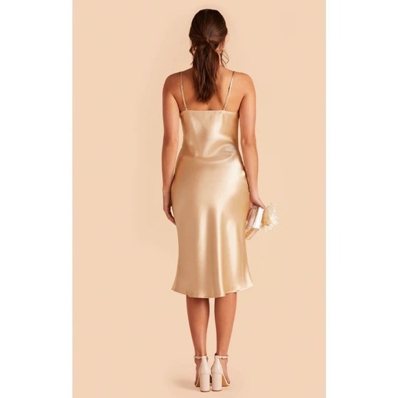 Birdy Grey Lisa Midi Dress M Satin Gold Bridesmaid‎ Party Dress NWT - Picture 2 of 10